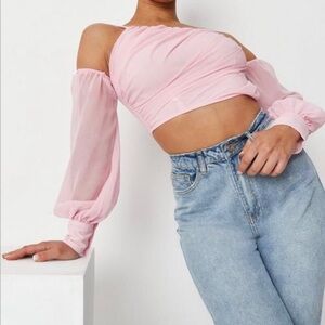CRAPPY CORSET COLD SHOULDER TOP PINK